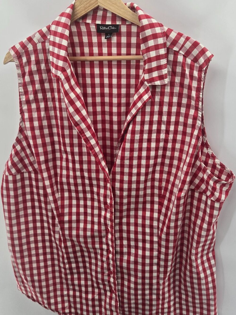 Torrid Retro Chic Red White Gingham Sleeveless Button Down Blouse Size 3/3x